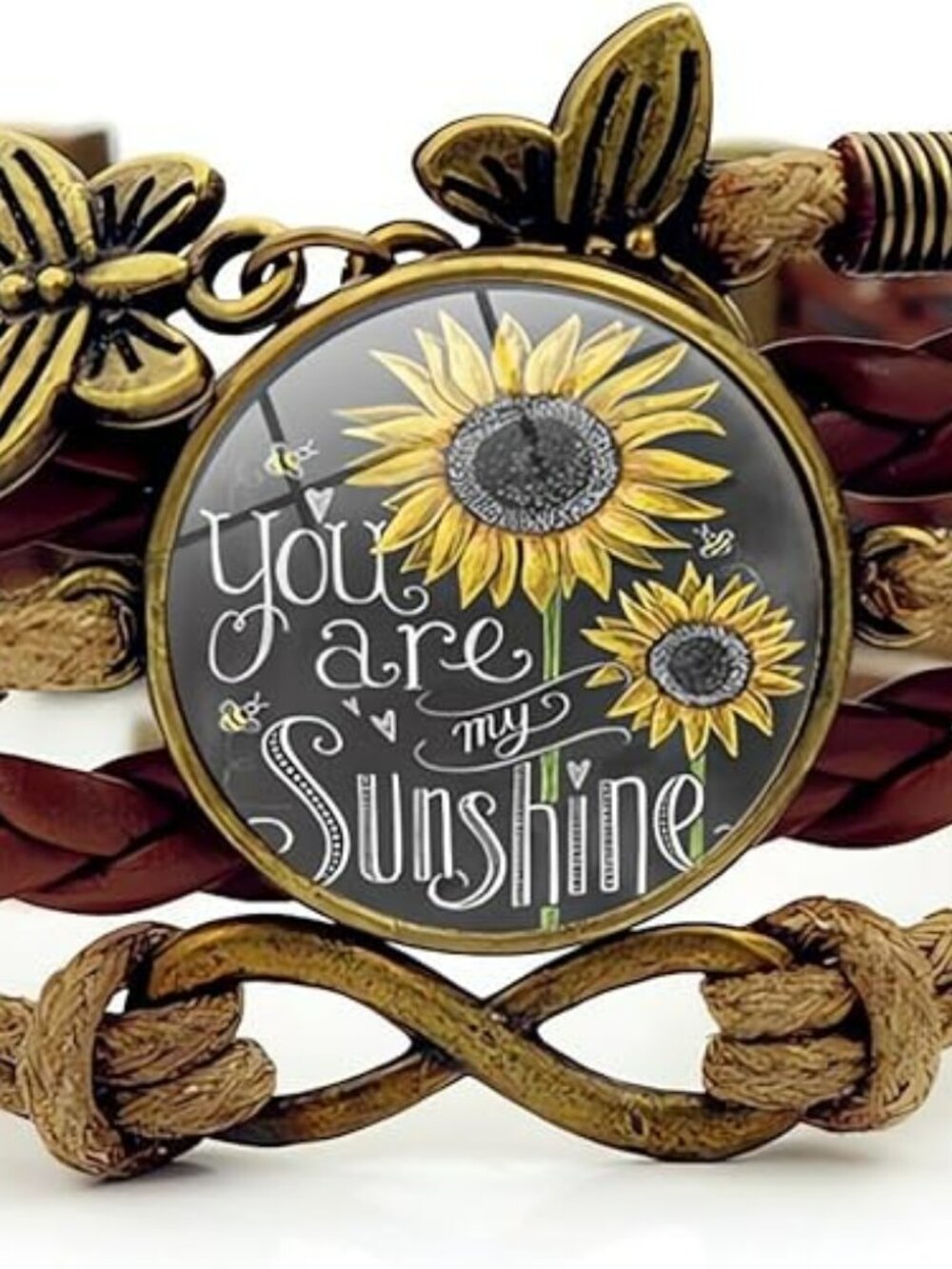 New Sunflower Leather Bracelet "You are My Sunshine" Boho Bohemian Trendy